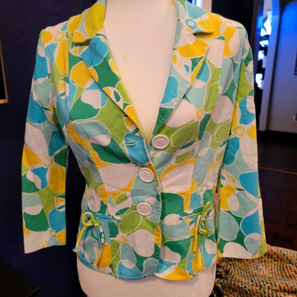 Floral button up jacket 80s vintage